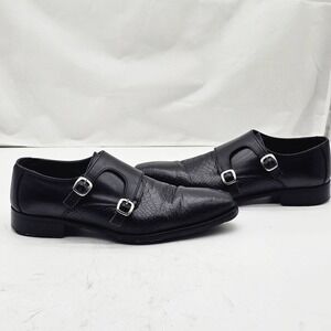 Duca Monk Strap Shoes Mens 43.5 Black Snake Embossed Leather Italy